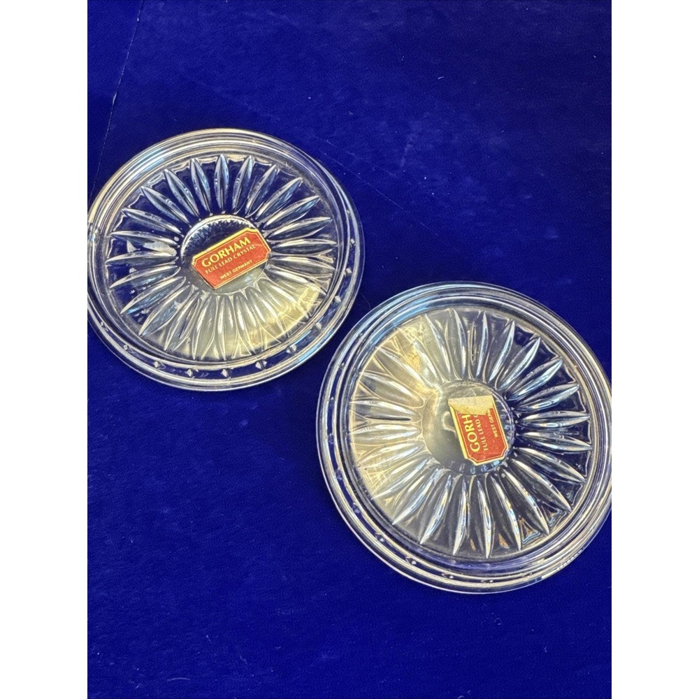 Gorham Lady Anne Full Lead Crystal Coasters Set of 2 NEW with Stickers
